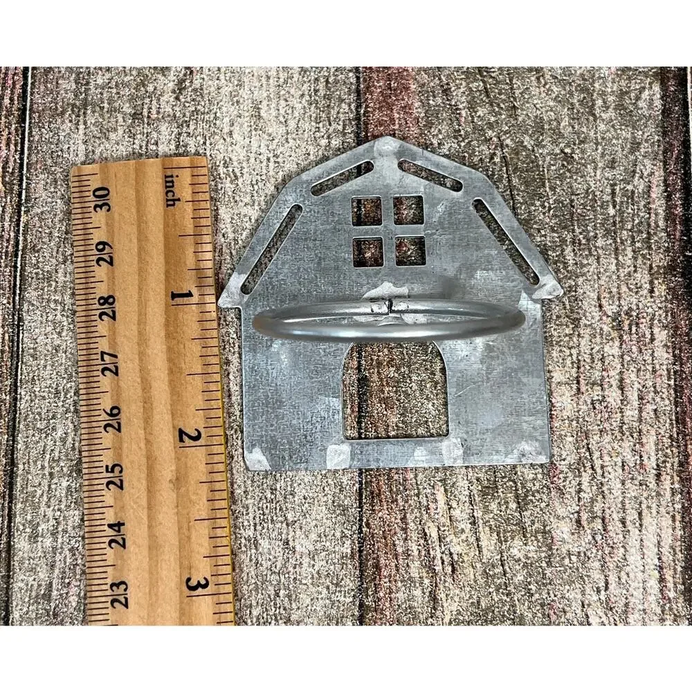 Galvanized Metal House Napkin Rings Set of 6 Farmhouse Cottage Table Decor